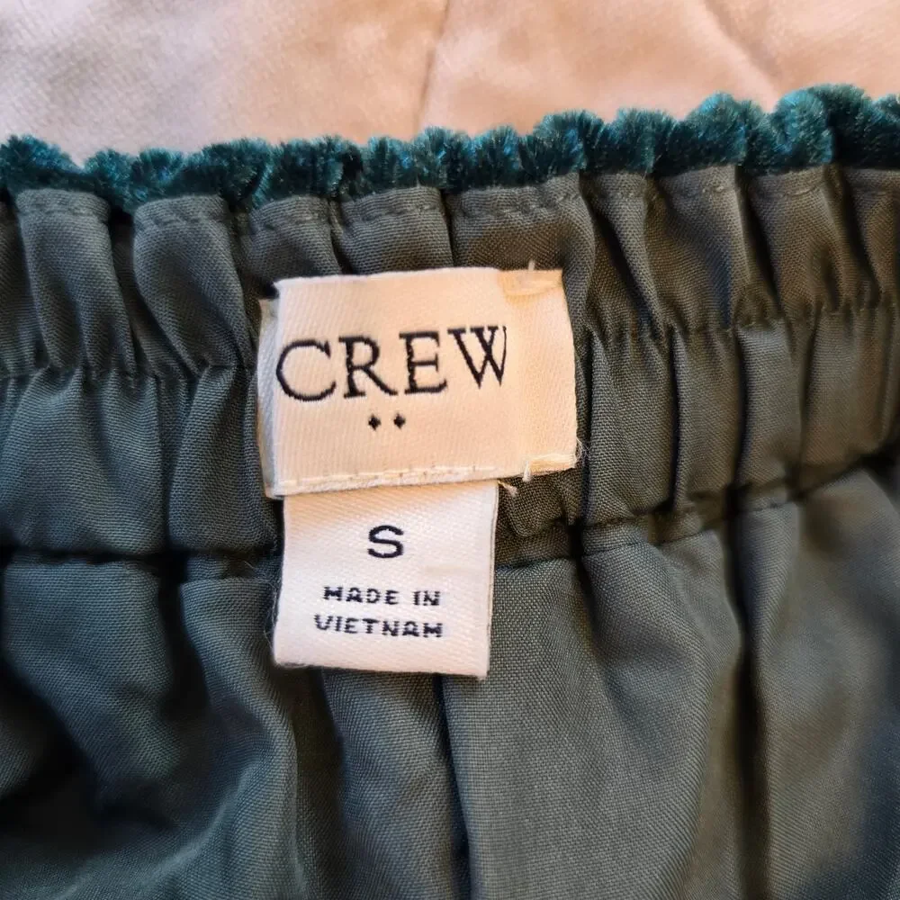 J Crew Velvet Skirt Women's S Emerald Green Pull On Preppy Dark Romantic Festive